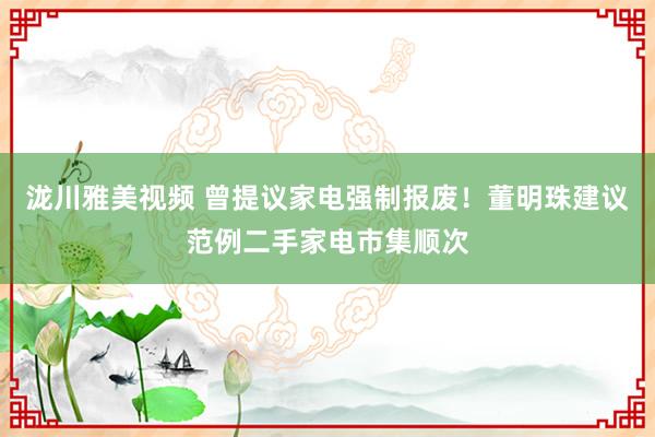 泷川雅美视频 曾提议家电强制报废！董明珠建议范例二手家电市集顺次